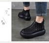 Women's Retro Handmade Genuine Leather Platform Ankle Boots - 2025 Design, Knitted Thick Sole, First Layer Cowhide Cotton Boots