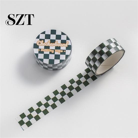 Scrapbooking 1 Rulou Bandă Washi Lipicios Adeziv Imprimare Clară Demontabil Mascare Rezistent la Decolorare Model Șah Hârtie pentru Copii Colorat