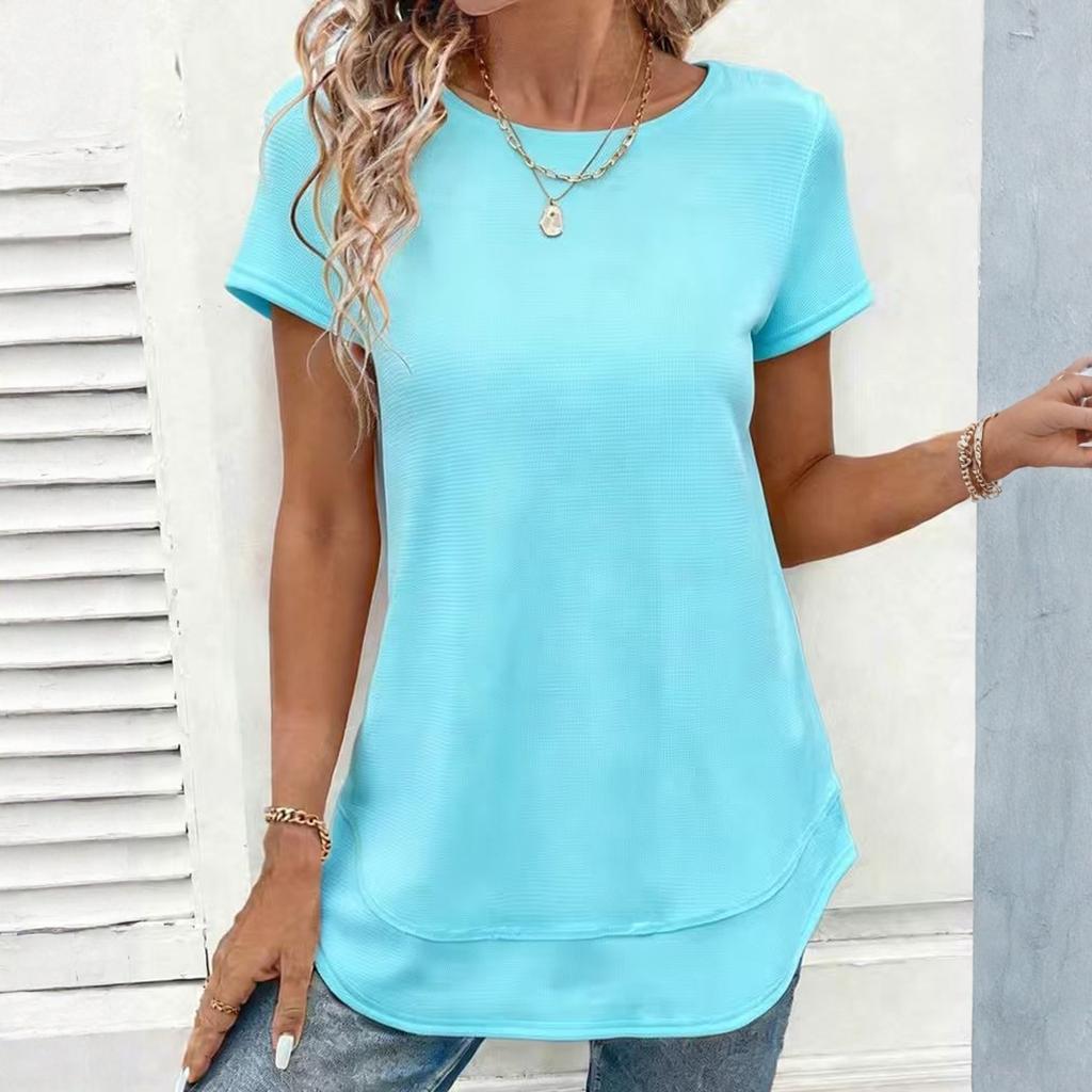 Dames Casual Ronde Hals Korte Mouw Losse Pullover Top In Meerdere Kleuren