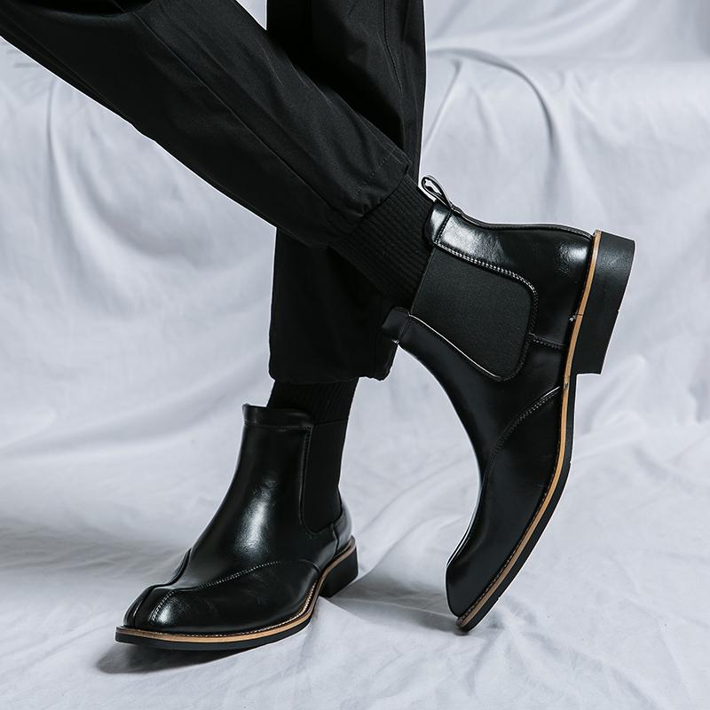 Chelsea Men Boots British Style Soft Leather Thick Bottom Ankle Boots Luxury Brand Design Black Wedding Party Social Men's Boots