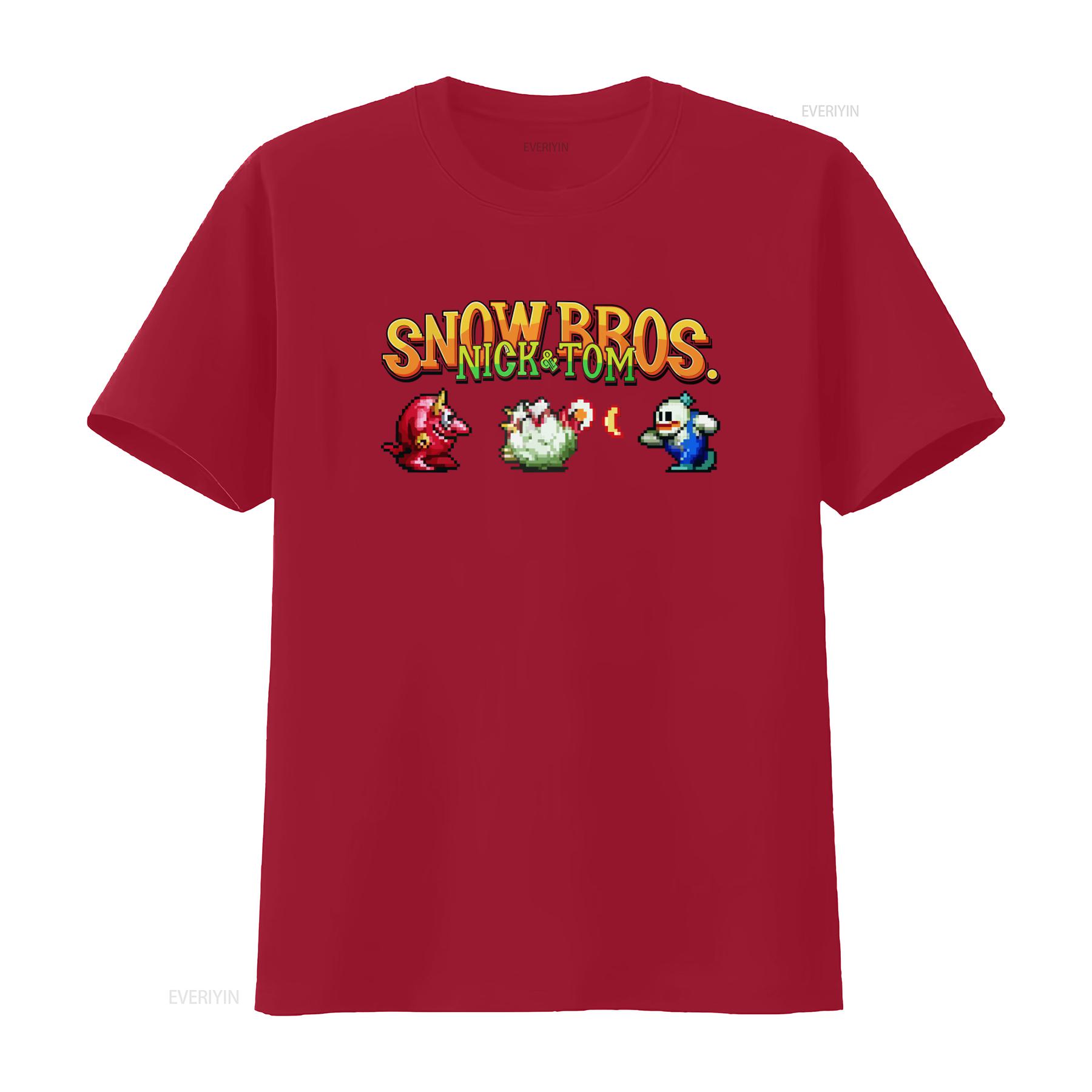 

Snow Bros Retro Arcade 80s Game 8Bit Pixel Art T Shirt for Vintage Video Design Cool vintage Washed Stretched Soft homme S