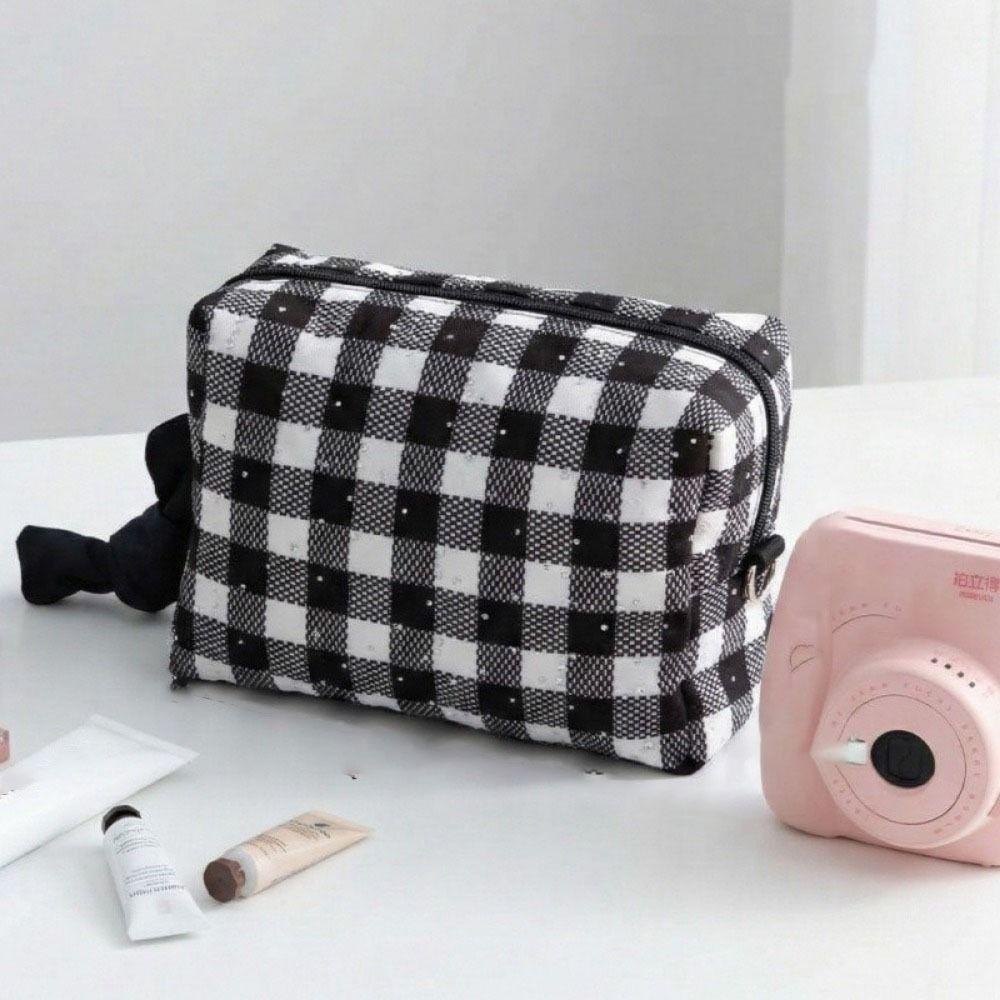 Korean Style Makeup Bag Checkerboard Pattern Pencil Pouch Checkered  Cosmetic Bag  Travel Essential