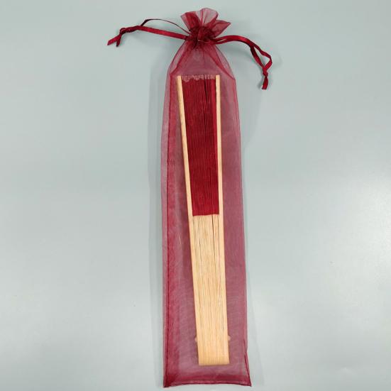 Silk Folding Fan Bamboo Lightweight Hand Fans with Organza Bags Wedding Guests Fans Party Decoration