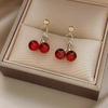 New Temperament Red Cherry Drop Earrings Suitable For Women Personality Sweet Girls Cute Party Earrings Charm Jewelry Gifts