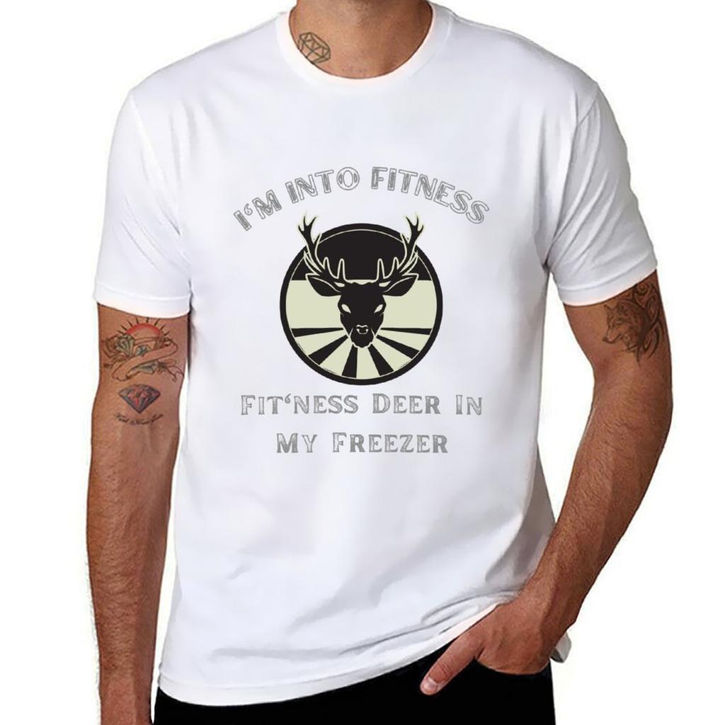 Im Into Fitness Fitness Deer In My Freezer Funny Hunter TShirt Holiday Casual Short Sleeve Top