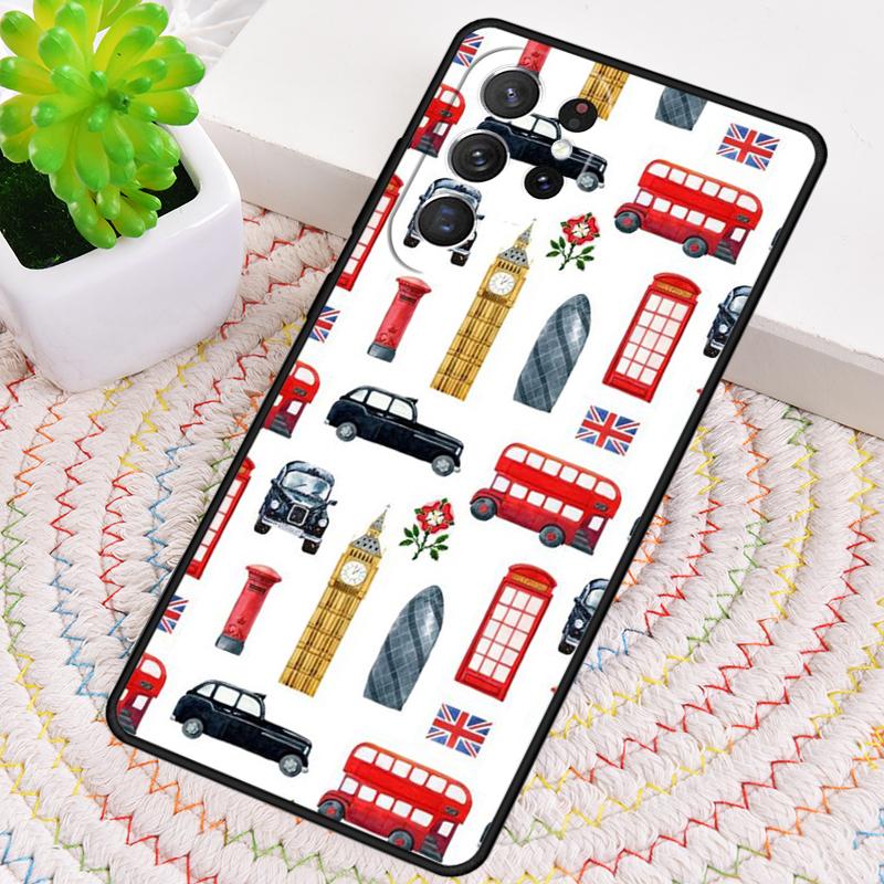 London Red Bus Big Ben print Silicone Phone Case For Samsung Galaxy note 10 pro S26 S25 S24 S23 S22 S21 Plus S25Ultra Capa Cover
