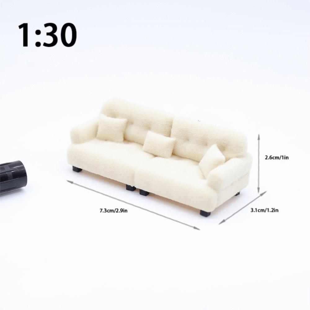 

Dollhouse Decoration Living Room Furniture 1:12 1:20 1:30 Mini Sofa Doll House Accessories White-1:30