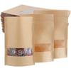 60 Pack Kraft Paper Food Storage Bags, Reusable Zipper Bags, Brown Food Packaging Bags with Clear Window, 17 X 24cm