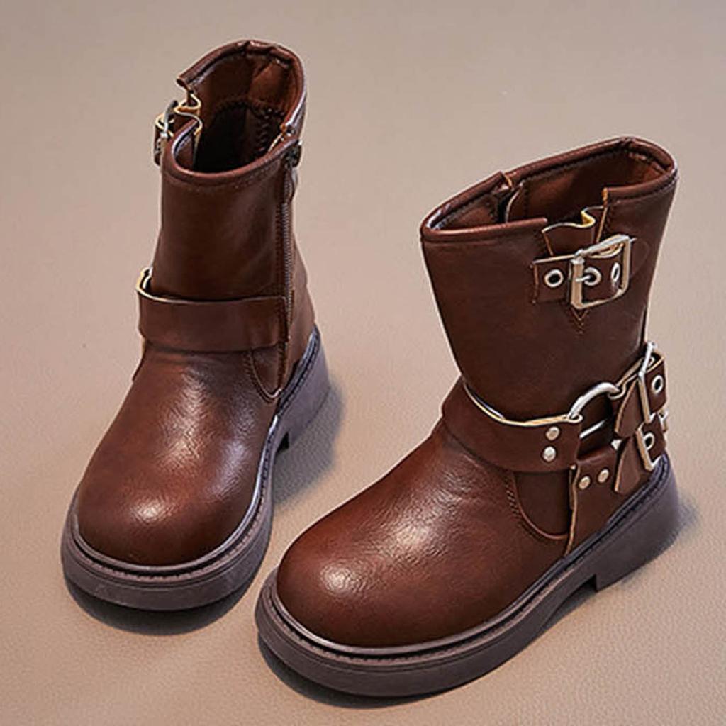 Autumn Winter Platform Cowboy Boots Girls Shoes Fashion Slip-On Chunky Heel Retro Modern Booties Kids Children Platform Shoes