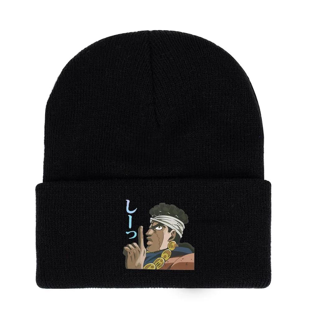 Anime Hat JoJo's Bizarre Adventure Kujo Jotaro Costume Cosplay Adult Kids Cap Casual Embroidery Knitted Hat Gifts Prop