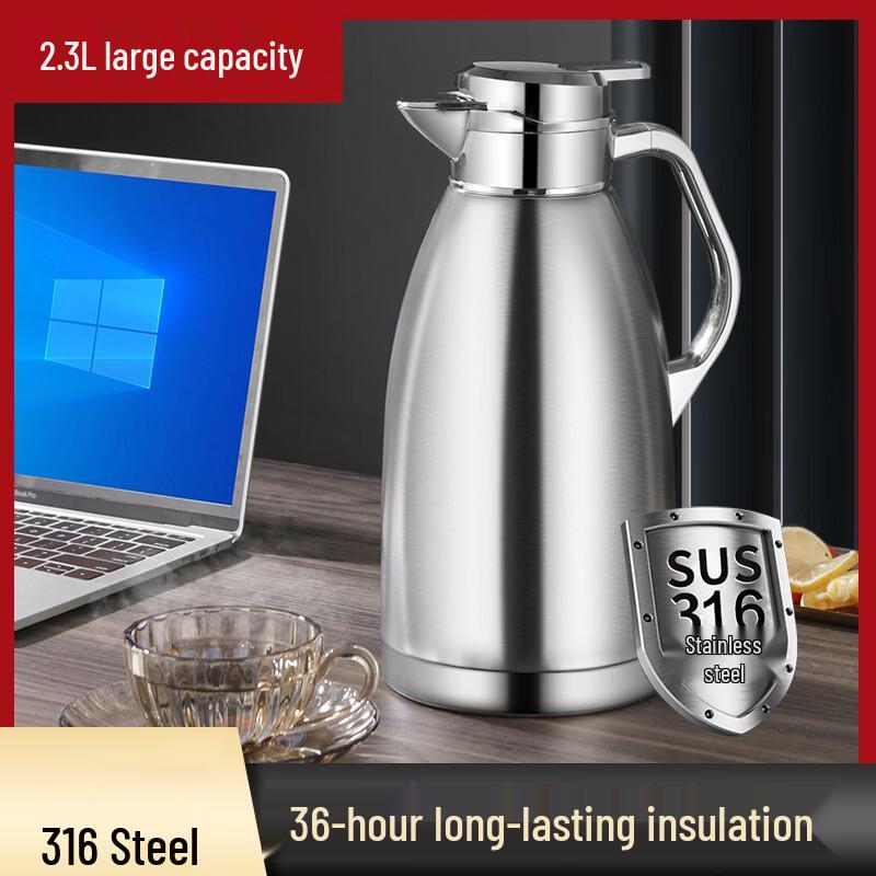 Changbaosen Roman Style Stainless Steel Vacuum Thermos Pot 2.3L (304 Liner)