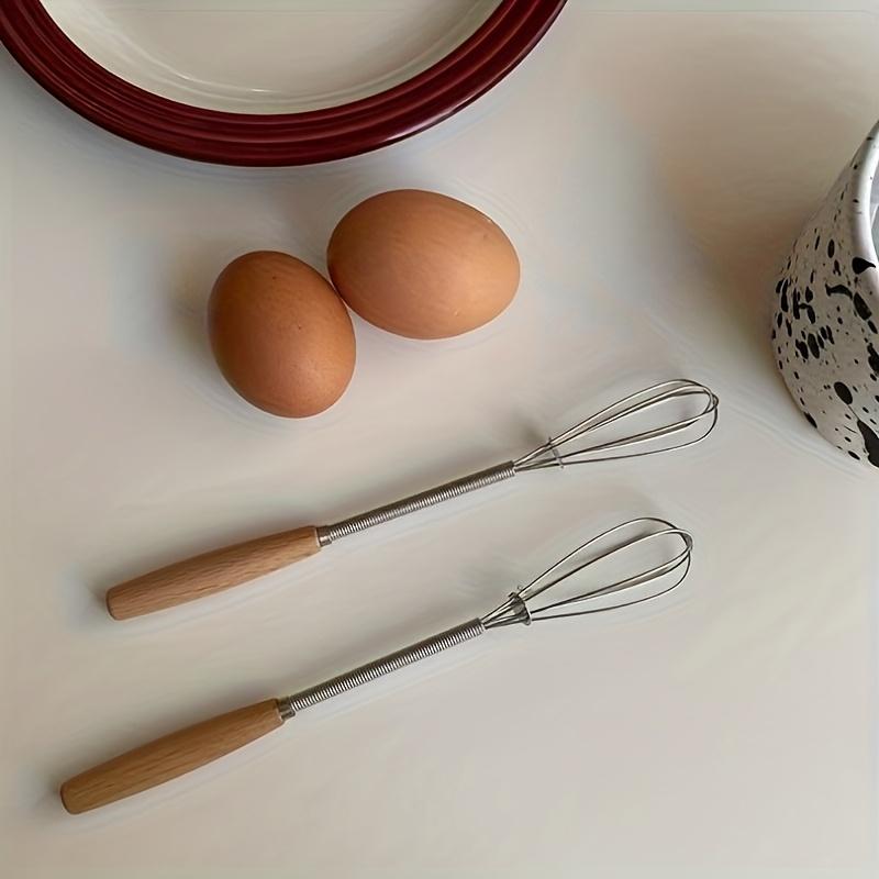 1/3 Pezzi Mini Frusta con Manico in Legno, Sbattiuova in Acciaio Inossidabile per Mescolare Uova, Latte, Succo