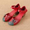 2025 Summer Genuine Leather Shoes Gladiator Sandals Women 4cm High Heels Classic Black Round Toe Hollow Ladies Sandals