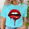 Casual Tee Shirt Lady Clothes Top Short Sleeve Casual Fashion Tshirt Summer Female T Women LIPS BLOOD Graphic T-shirts Clothing