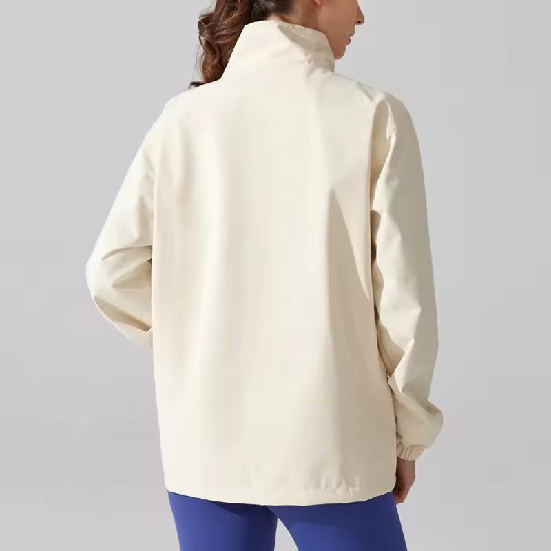 Women's Spring Plus Size Waterproof Rain Jacket Stand Collar Lightweight Windbreaker Raincoat Full Zipper Running Jacket
