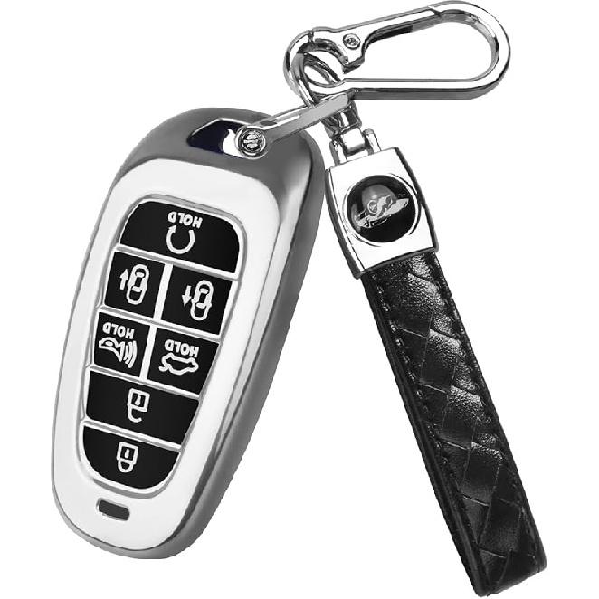 For Hyundai Key fob Cover Fit for 7 Buttons Hyundai Sonata Santa fe Tucson TPU Key Fob Case Protector