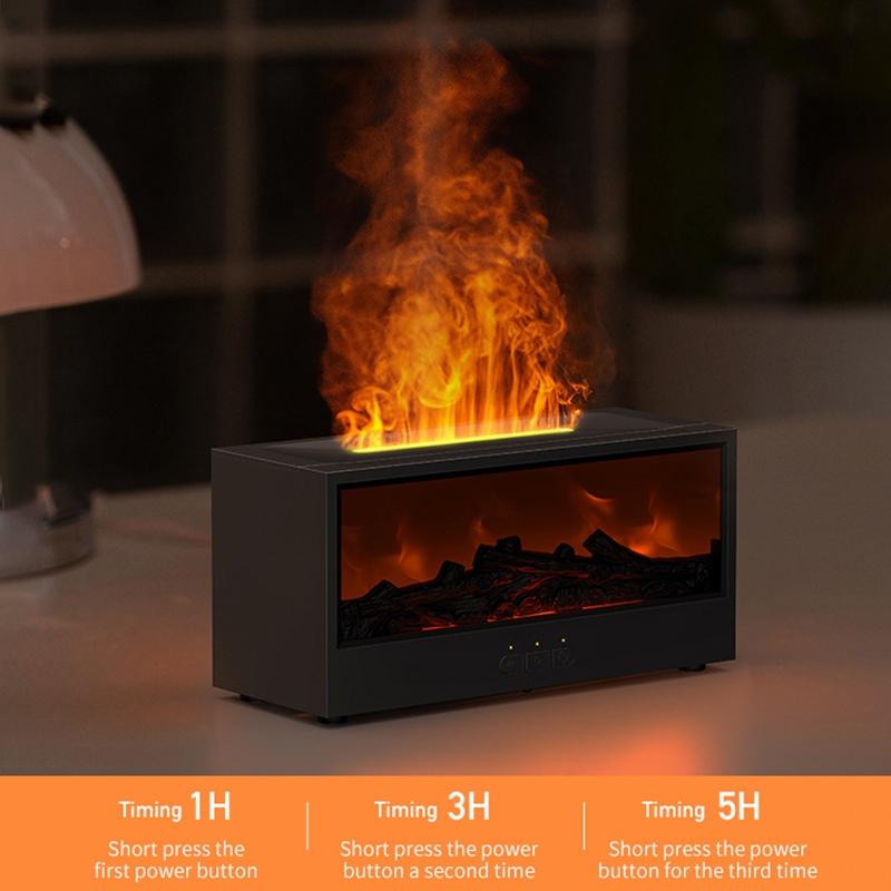 Fireplace Air Humidifier with LED Light Resin  Aroma Essential Oil Diffuser  Remote Control for Home Office Creative Gift