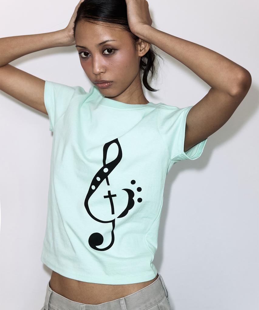 FANCY CLUB Clef Symbol Tee (Mint) F26Qb143