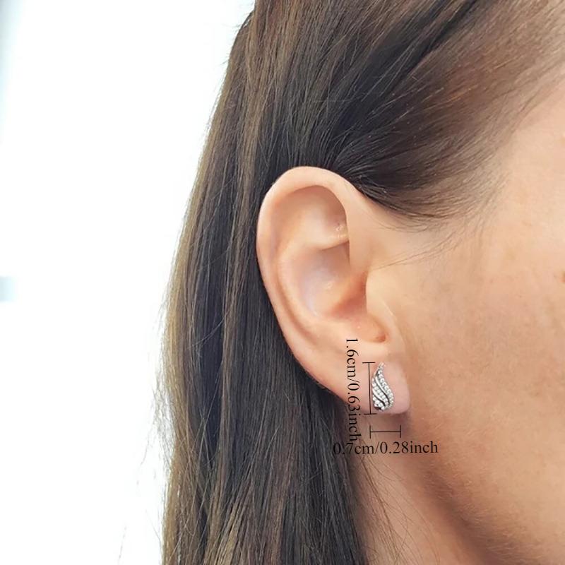 1 Pair, Fashionable, Inlaid with Synthetic Zircon, Fashionable and Versatile, Exquisite Wing Shape