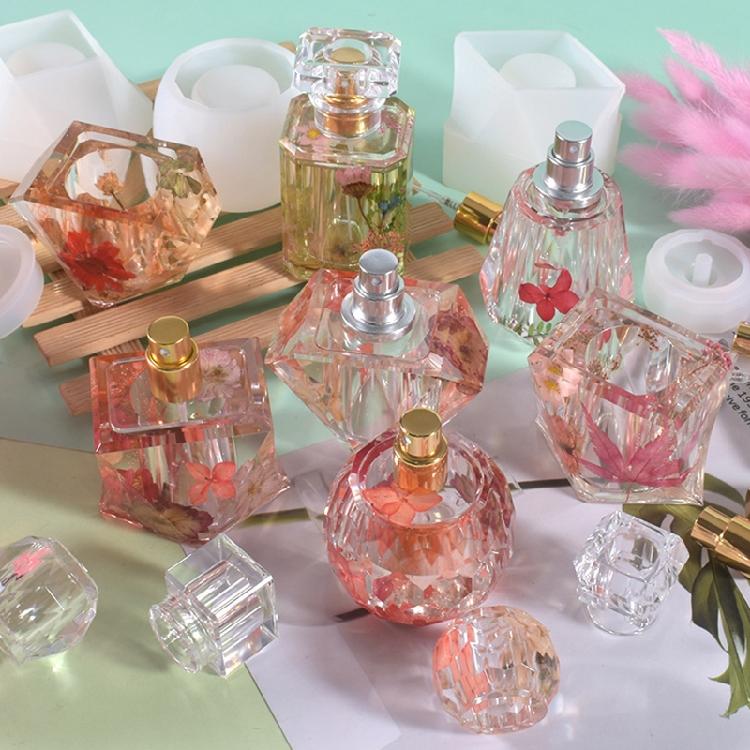 3 Pcs Perfume Bottle Silicone Resin Molds UV Resin Epoxy Silicone Casting Molds