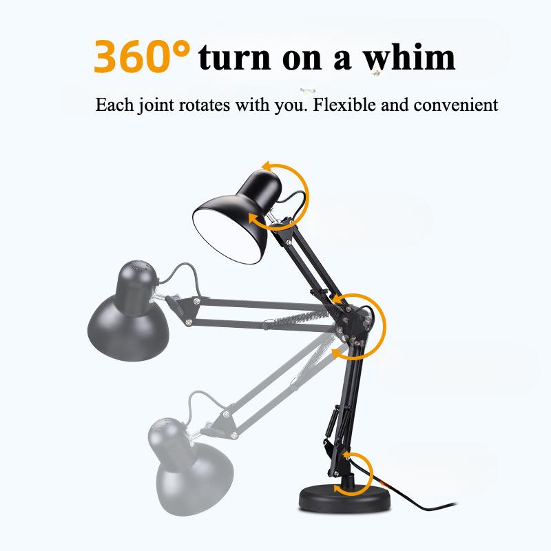 LED Augenpflege-Schreibtischlampe Amerikanisches Eisen Faltbare Augenpflege-Schreibtischlampe Studium Lesen Klemme Langer Arm Augenpflege-Schreibtischlampe Dual-Use Augenpflege-Schreibtischlampe