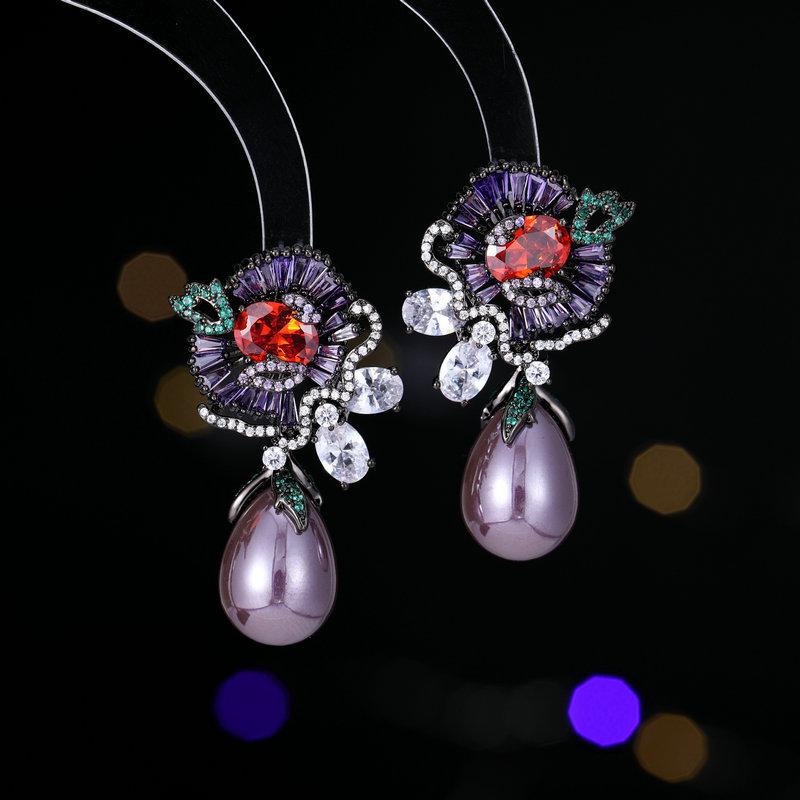 

Серьги в стиле ретро с роскошным жемчужным цветком, инкрустированные цирконием, высококачественные серьги-иглы из серебра 925 пробы