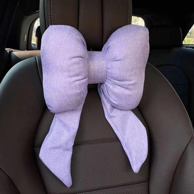 Car Seat Headrest Neck Rest Cushion Bowknot Car Neck Pillow Soft Neck Support Car Seat Back Pillows Neck Pain Relief