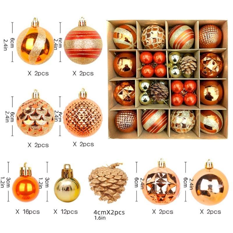 42pcs Delicate Holiday Sphere Baubles Set for Christmas Tree Hanging Decoration