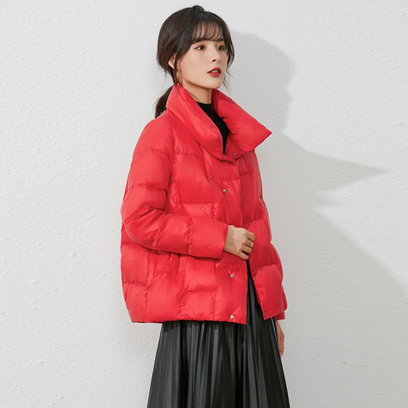 Autumn and Winter New Down Jackets Women's Short Korean Version Fashion Loose Small Light Stand-up Collar White Duck Down Jacket