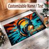 Music DJ Theme Soft Crystal Velvet Rug Custom Name & Text Print Non Slip Floor Rug for Bedroom Living Room