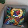 2D Stained Glass Pheasant-Patterned Decorative Pillow Pattern Cushion Cover Suitable For Sofa Bedroom Car Pillow Cover