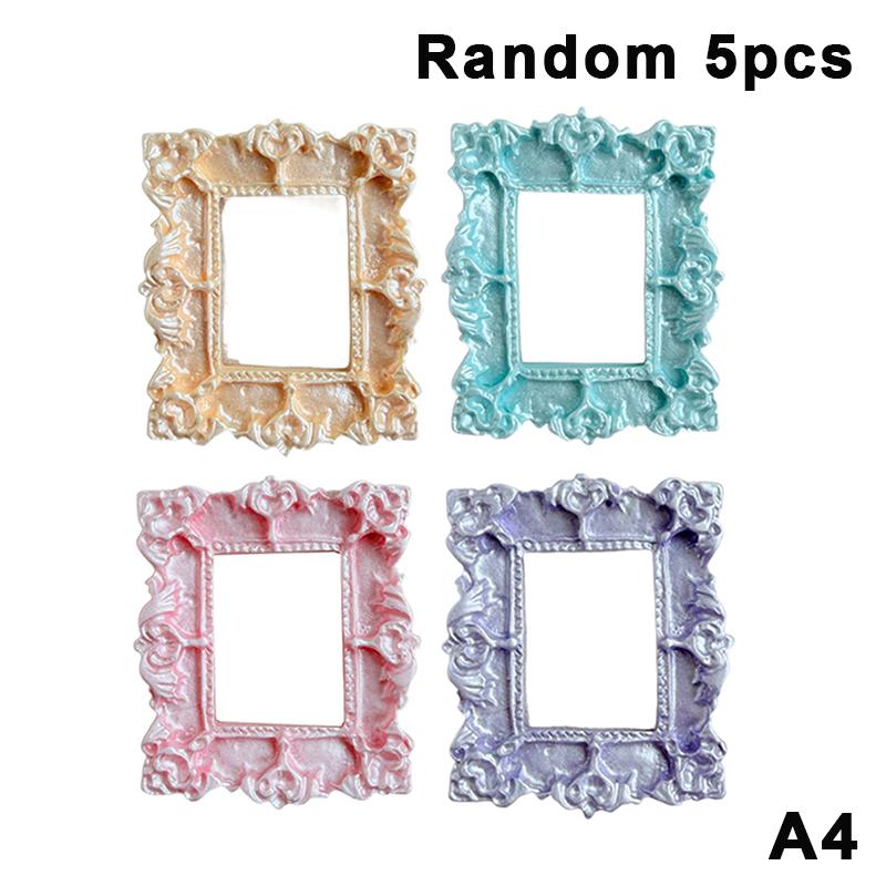 5Pcs Pearlescent Colored Retro Mini Photo Frame Accessories Resin Material For Mini Diy Photo Frame Phone Case Refrigerator Dec