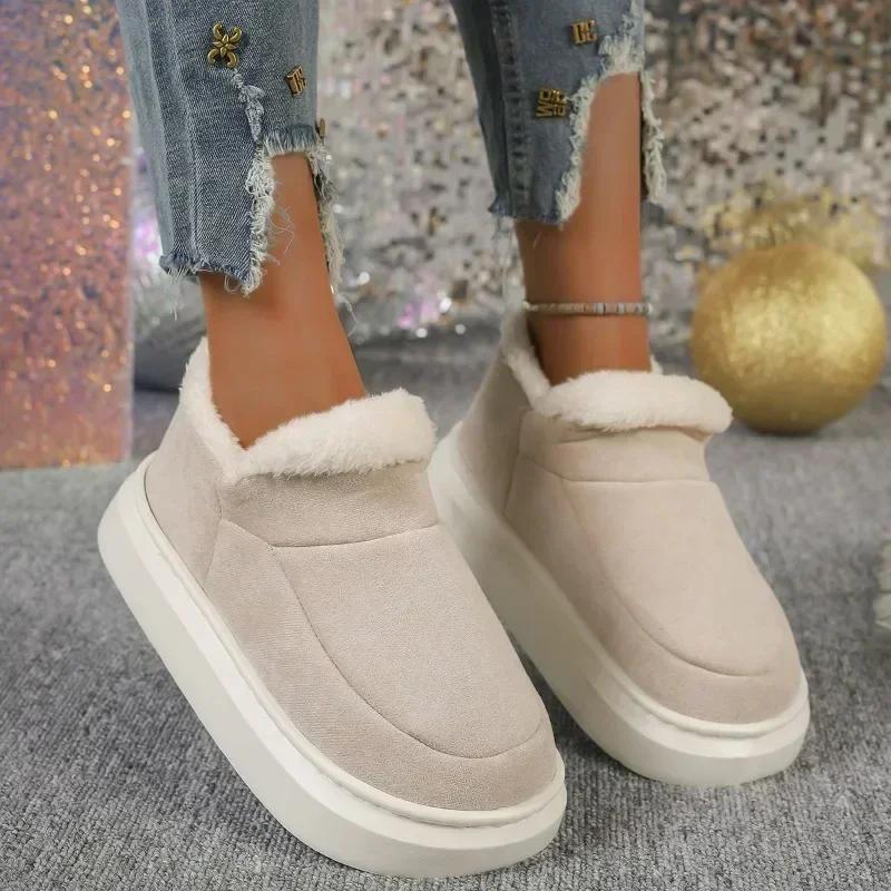 Fashion 2024 Hot Sale Women's Shoes Slip-on Women's Boots Fashion Round Toe Daily Boots Women New Plus Size Short Plush Snow Boots