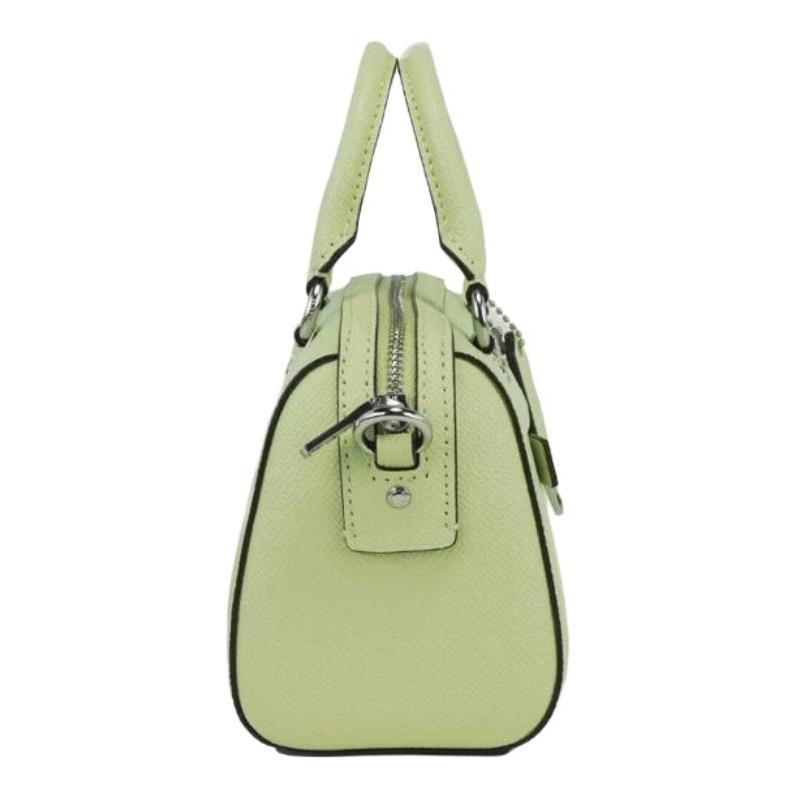 Coach Rowan 27 Reißverschluss innerer Reißverschluss Multifunktionstasche Quernarbiges Leder Schulter-Crossbody-Handtasche Große Größe Damen Hellstein-Grau