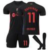 Tinédzserek Gyerekek Felnőttek Egyedi Név Futball Mezek 24/25 Barça Idegenbeli #11 RAPHINHA Sport Edző Mezsruha Szett Zoknival
