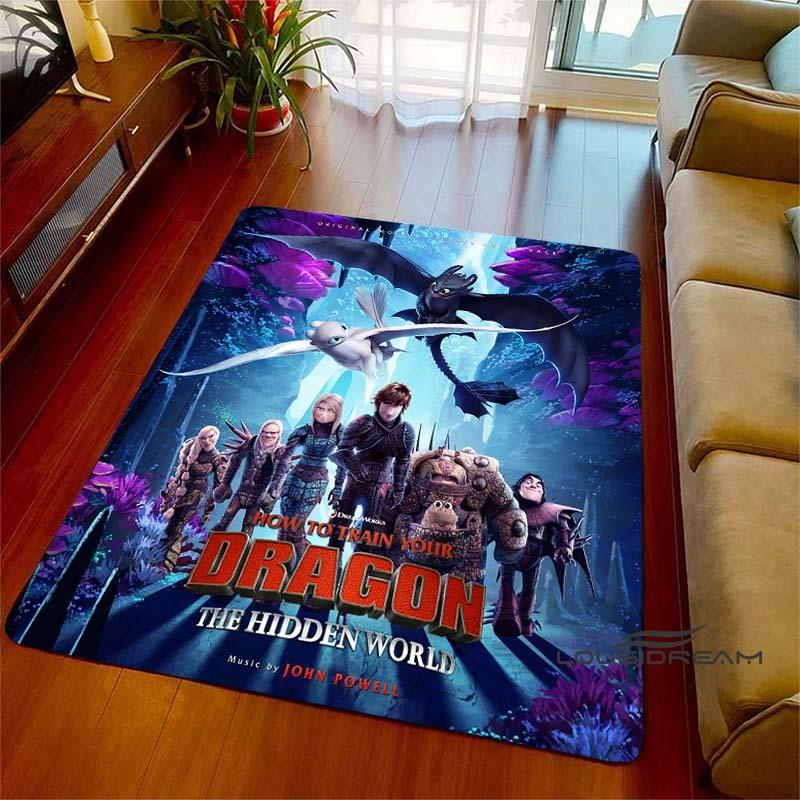 3DHow to Train Your Dragon themed printed rug, suitable for living rooms, bedrooms, sofas, balconies, gardens, etc. Large-sized