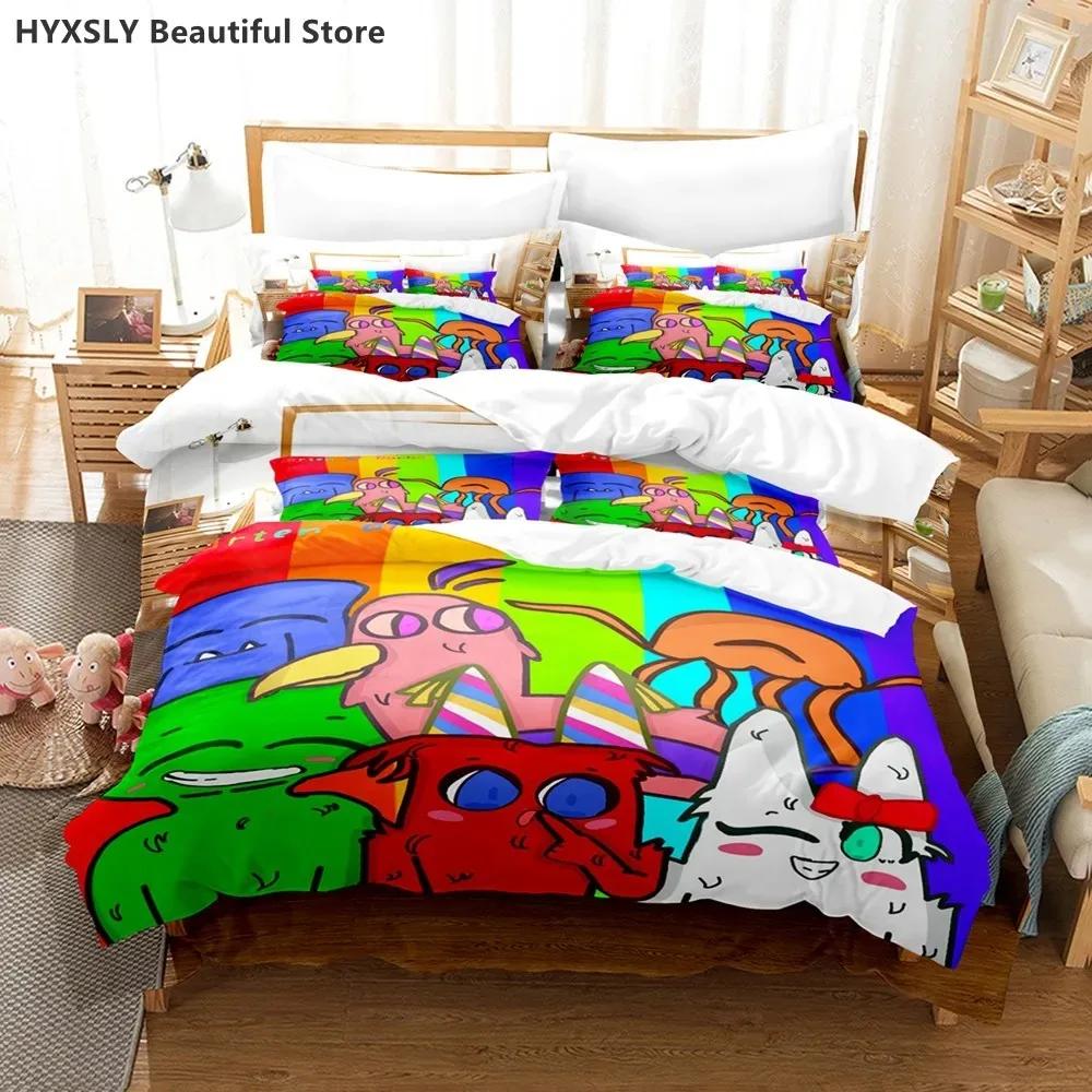 Garten Of Banban 3D Bedding Set Game Quilt Cover Pillowcases Single Queen King For Kids Rainbow Cartoon Duvet Cover Sets