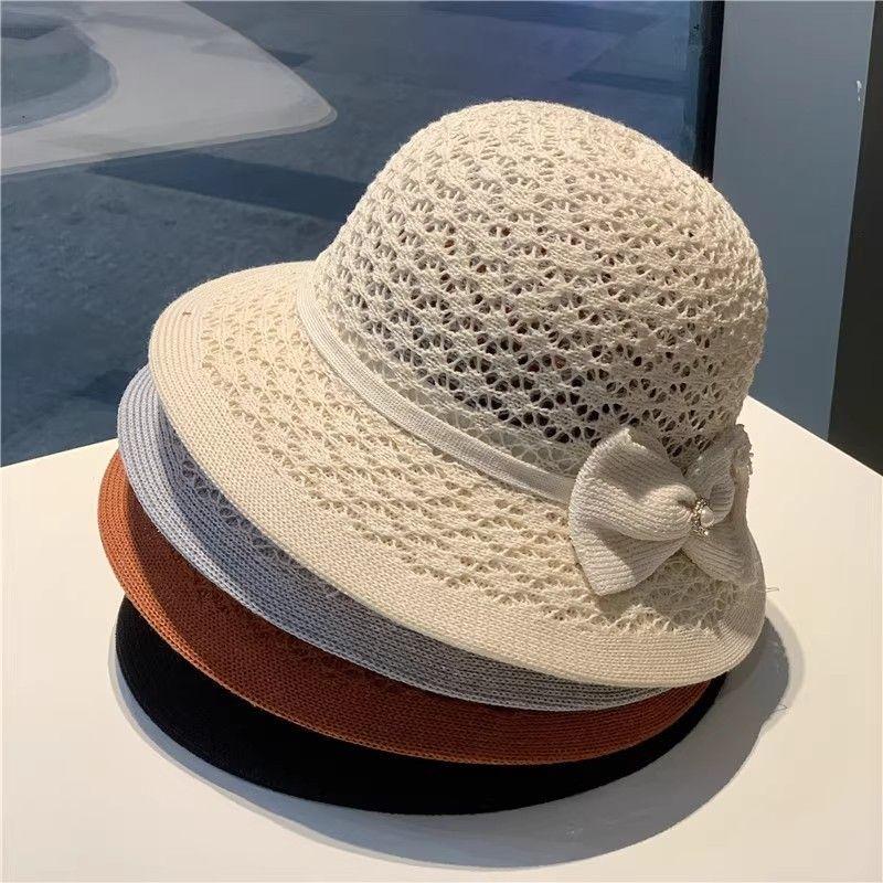 Hat Women's Basin Hat Sun Hat Crochet Hollow Sunscreen Mesh Breathable Cool Hat Sun Hat Spring and Summer