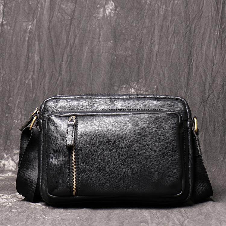 Cowhide Men'S Bag Korean Version Men'S Shoulder Bag Genuine Leather Women'S Messenger Bag Large-Capacity Ipad Bag