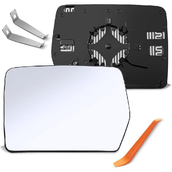 Driver Side Mirror Glass Replacement For Ford F150 2004 2005 2006 2007 2008 2009 2010, Left Heated View Mirror With Rear Holder, 4L3Z17K707DB