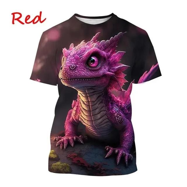 Graficzne koszulki z małym smokiem, zabawne, urocze zwierzę, koszulka z dinozaurem dla mężczyzn, ubrania, prezenty dla dzieci ze smokiem, t-shirt casual dla chłopca, topy