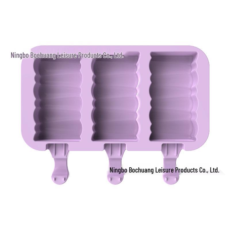 Silicone 3-Cavity Popsicle & Ice Cube Tray with Lid