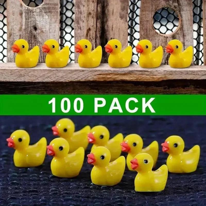 100/200Pcs Resin Mini Duck Miniature Figurines Ornaments Decor Yellow Animal Garden Crafts Tiny Duck Landscape Plants Fairy