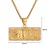 Hip Hop Iced Out Bling $100 Dollar Pendant Male Gold Color Stainless Steel Money Necklace For Men  Hippie Jewelry Gift