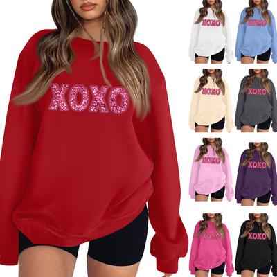 Women's Fashion Long Sleeve Loose Valentine's Day Printed Round Neck Sweatshirt