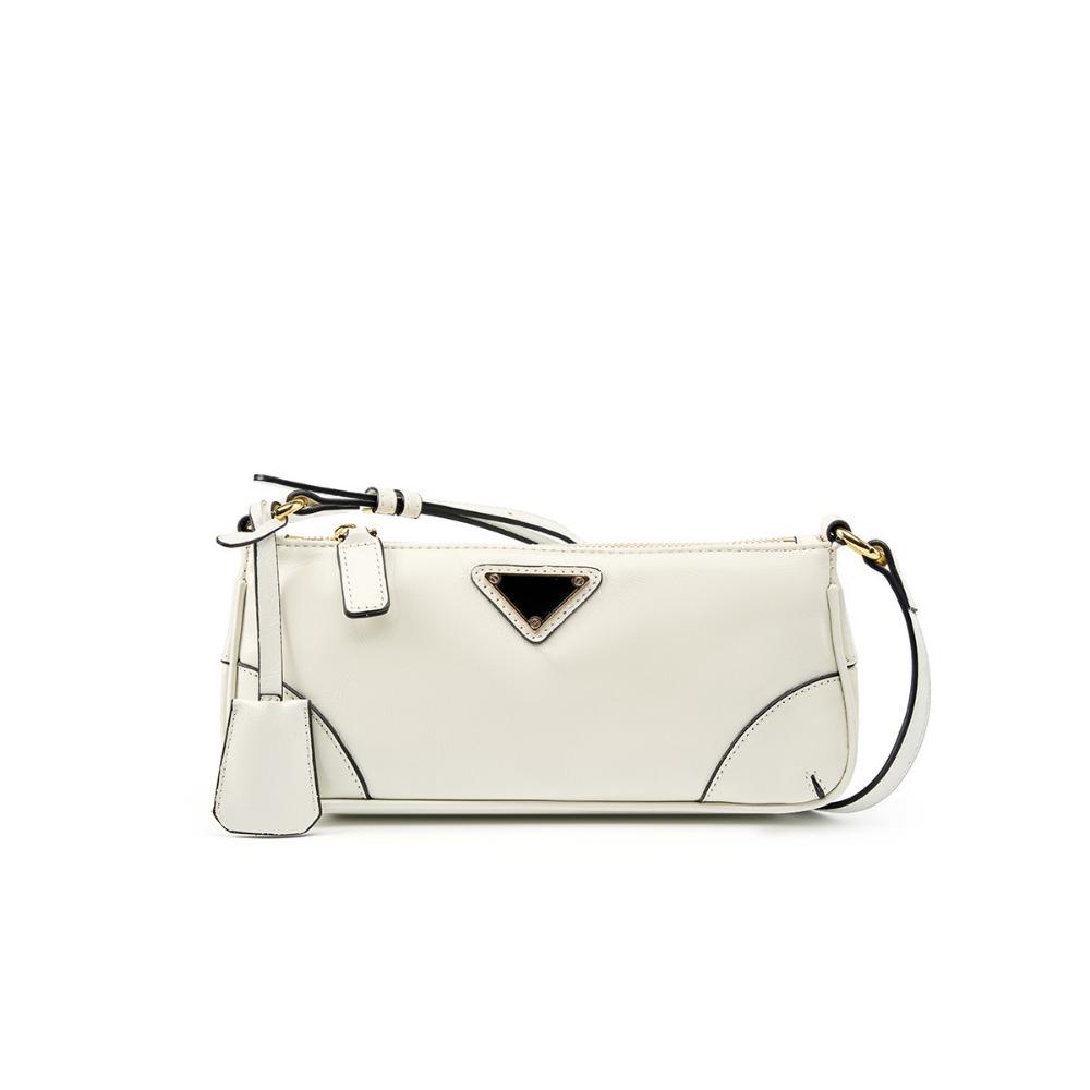 

Cowhide Shoulder Messenger Bag Textured Commuter Underarm Women s Bag Baguette Bag белый