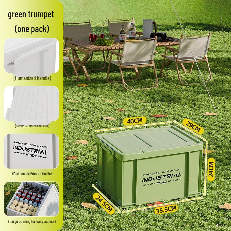 Large Capacity Outdoor Camping Storage Box with Lid - Thick Plastic Car Trunk Organizer