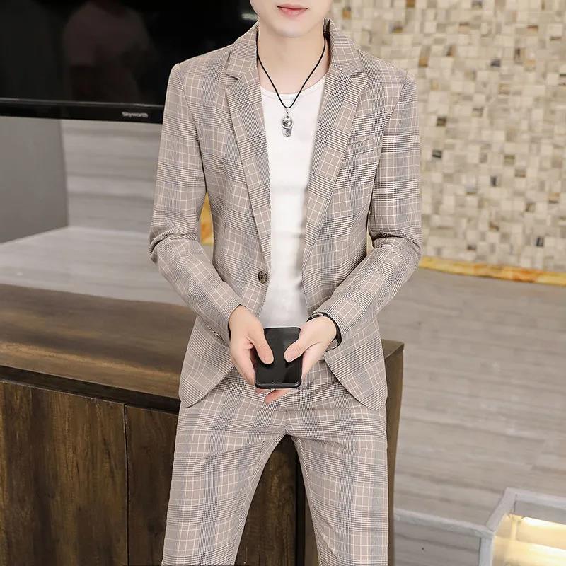 Traje a cuadros a rayas para hombre Casual Business Formal Wear Spring  Autumn Suit Pantalones Traje de dos piezas comprar a buen precio — entrega  gratuita, reseñas reales con fotos — Joom