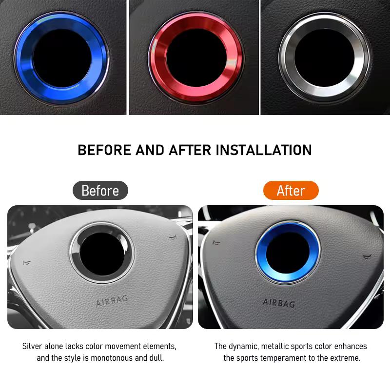 Aluminium Trim Car Steering Wheel Cover Logo Ring for Volkswagen VW Golf 6 7 MK6 MK7 Jetta MK5 MK6 POLO CC Passat B6 B7 TIGUAN