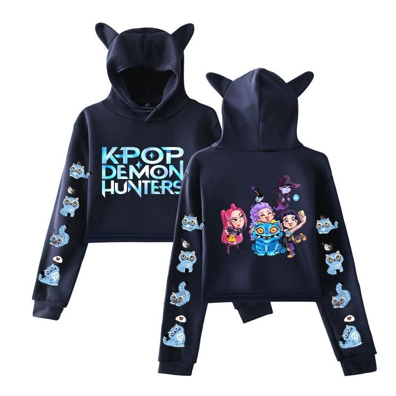 Kpop Demon Hunters Figurine Tigru Derpy Hanorac Scurt cu Urechi de Pisică pentru Fete Toamnă și Iarnă Ținută Casual Tip Sweatshirt